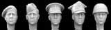 5 heads, Brit. (1 Polish) assorted  (résine) 1/35