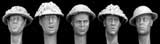 heads withWWII British helmet with camouflage nets (résine) 1/35