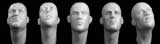 5 different heads,looking up or stretched out (résine) 1/35