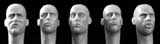 5 different heads, gaunt or battleweary (résine) 1/35