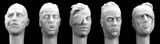 5 different bendaged heads  (résine) 1/35