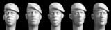 5 heads, berets mod. style, left pull  (résine) 1/35