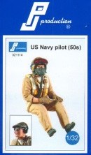 U.S. Navy pilot of the 50s. Multipose figure of a pilot in flight 1:32