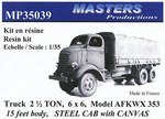 2.5 Ton 6X6 Model AFKWX353 15 Feet Body, Steel Cab with Canvas 1:35